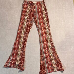 Altard‎ State Boho Paisley Flare Leggings Pants Women's Size S Red